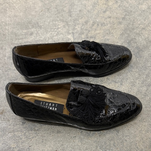 Stuart Weitzman Glossy Black Tassel Loafers - Picture 2 of 5